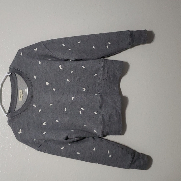 Madewell WOMEN'S GRAY PETAL HEARTS EMBROIDERED LONG SLEEVE SWEATSHIRT, S… - Picture 2 of 16